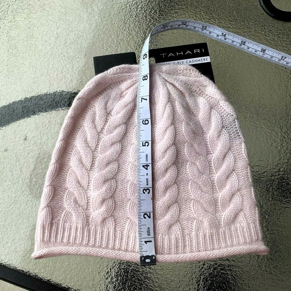 NWT TAHARI 100% cashmere light pink Beanie hat one size main image 5